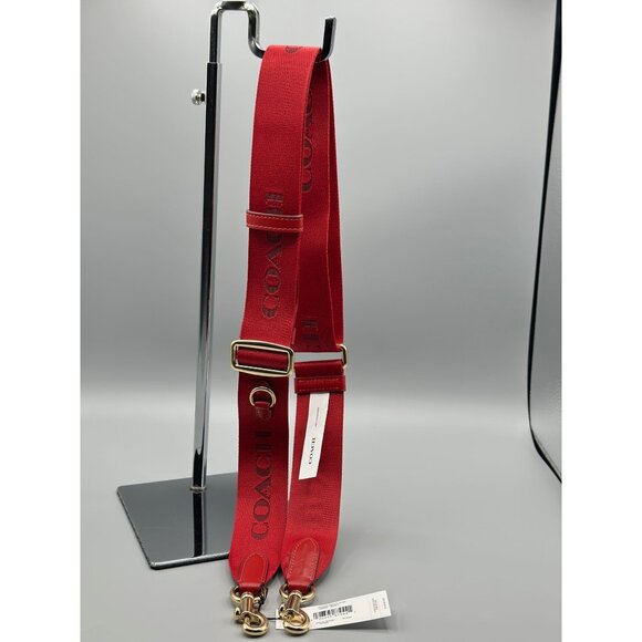 Coach Bold Red Adjustable Branded Webbing Strap With Gold Hardware CR460 NWT - Picture 1 of 10